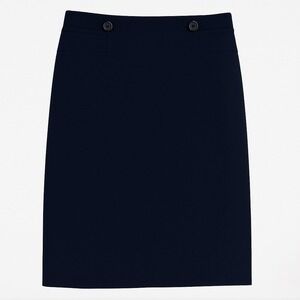 NYCC Skirt Womens Medium Petite Navy Blue High Waist Button‎ Work Career Stretch